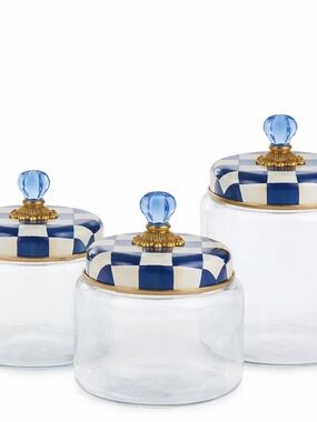 Mackenzie Childs Royal Check Canisters (Qty: 3) Small, Medium and Large